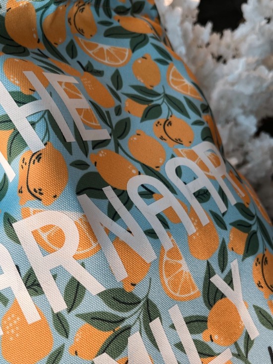 Familie tas met eigen achternaam citroen print 2