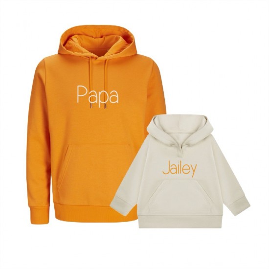 Koningsdag hoodies voor vader en kind papa en kindernaam