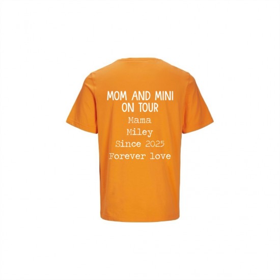 Koningsdag los shirt voor kinderen mom and mini on tour gepersonaliseerd
