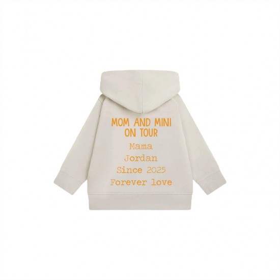 Koningsdag losse hoodie voor kinderen mom and mini on tour gepersonaliseerd