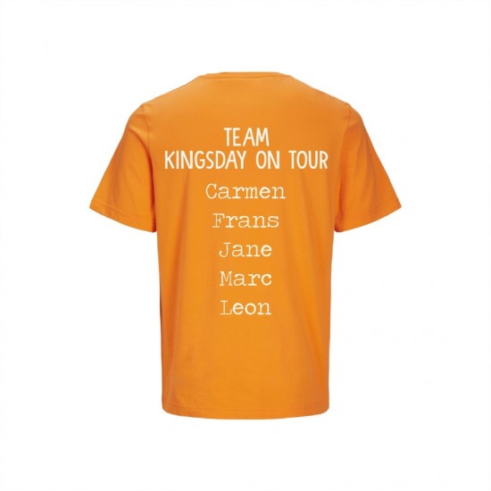 Koningsdag t shirt voor heren of dames   team kingsday on tour met namen