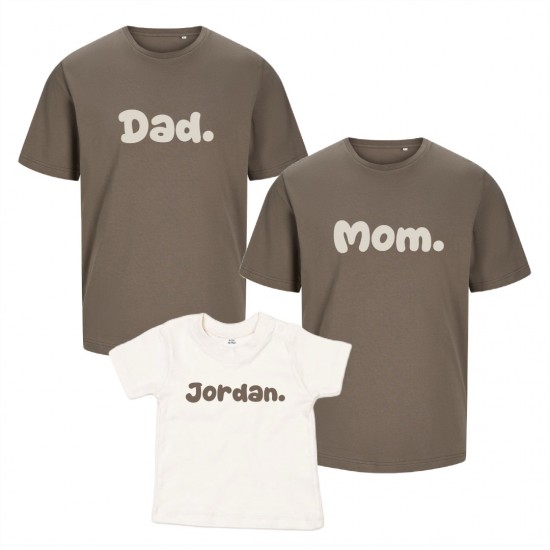 Matching familie shirts papa mama en kindernaam