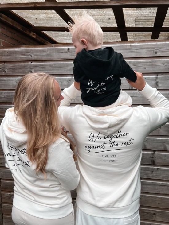Matching gezin outfit vader moeder en kind met persoonlijke opdruk 2