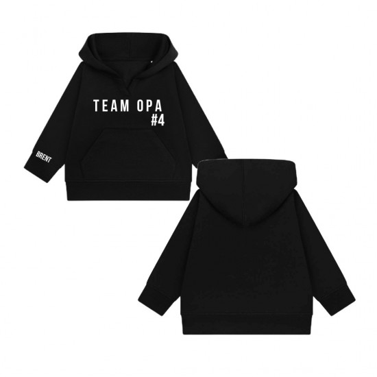 Matching hoodie voor kinderen team opa 4 met naam