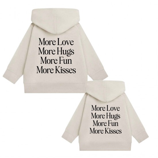 Matching hoodies voor broer en of zus more love