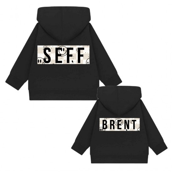 Matching hoodies voor broer en of zus smiley met eigennamen