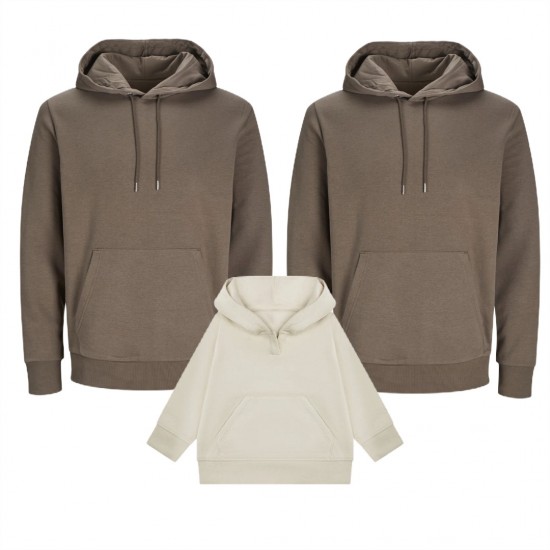 Matching hoodies voor het gezin beige sand off white 1