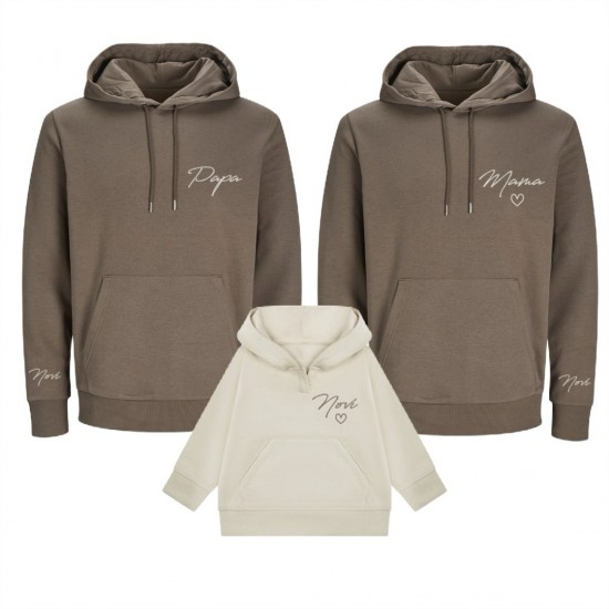 Matching hoodies voor het hele gezin papa mama en kinderenaam