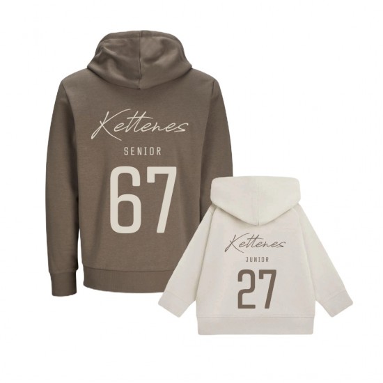 Matching hoodies voor opa en kleinkind achternaam en geboortejaar senior en junior