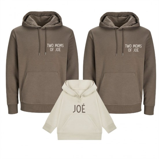 Matching hoodies voor twee mamas two moms of met kindernaam