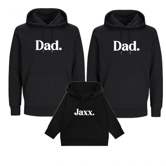 Matching hoodies voor twee papas en kind dad en kindernaam