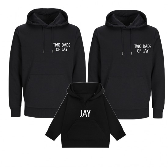Matching hoodies voor twee papas en kind two dads of met kindernaam