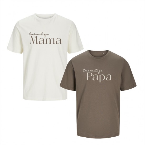 Matching koppel cadeau shirts toekomtige papa en mama