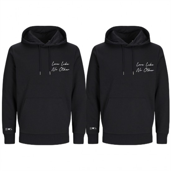 Matching koppel hoodies cadeau love like no other met voorletters en hartje