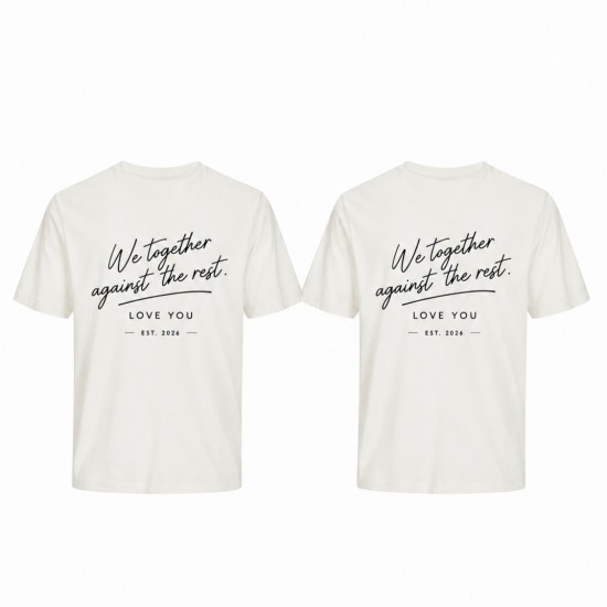 Matching koppel shirts wij samen tegen de rest met eigen jaartal   persoonlijk cadeau voor je partner