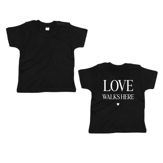 Matching los shirt voor kinderen love walks here
