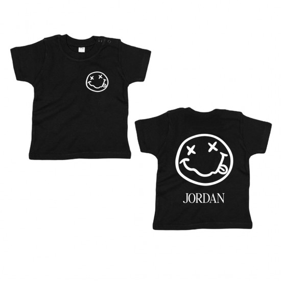 Matching los shirt voor kinderen smiley met naam