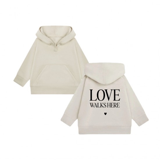 Matching losse hoodie voor kinderen love walks here