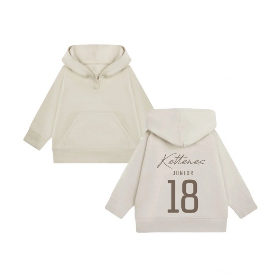 Matching losse kinderhoodie met eigen achternaam en geboortejaar junior