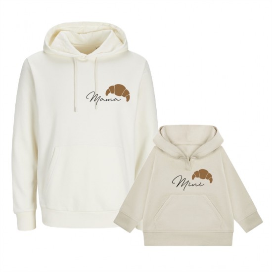 Matching moeder en kind hoodies mama en mini croissant