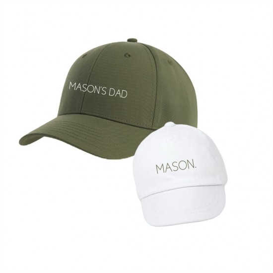 Matching petten voor vader en zoon dad met kindernaam