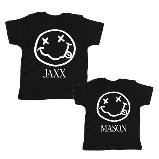 Matching shirts voor broer en of zus smiley met namen