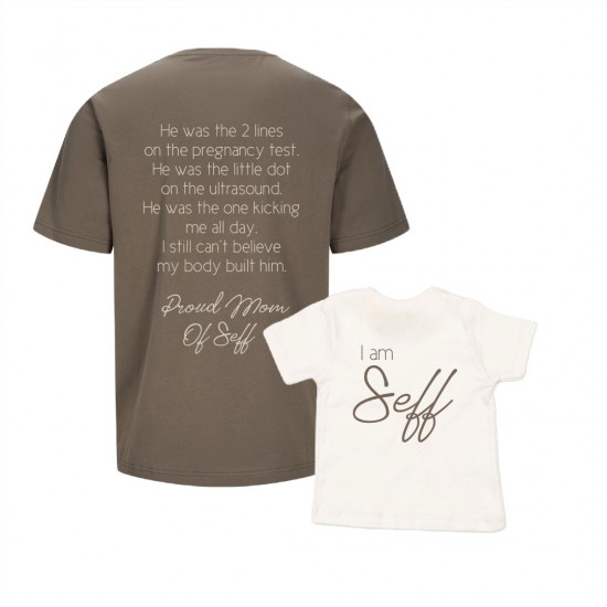 Matching shirts voor moeder en kind proud mom of met kindernaam jongen