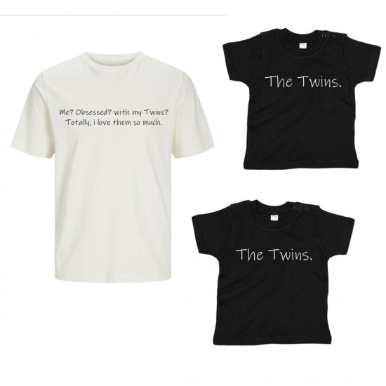 Matching shirts voor moeder en tweeling me obsessed with my twins