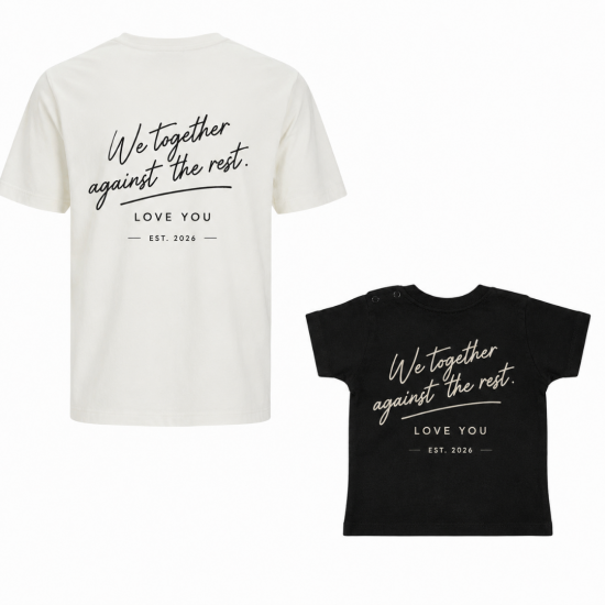 Matching shirts voor ouder en kind wij samen tegen de rest met jaartal 2