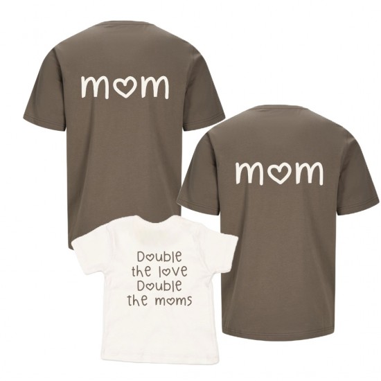 Matching shirts voor twee moeders en kind double the moms
