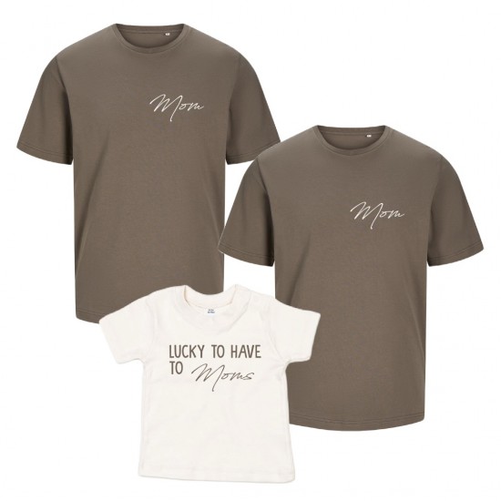 Matching shirts voor twee moeders en kind lucky to have two moms