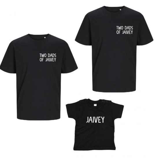 Matching shirts voor twee vaders en kind twee papas van met kindernaam