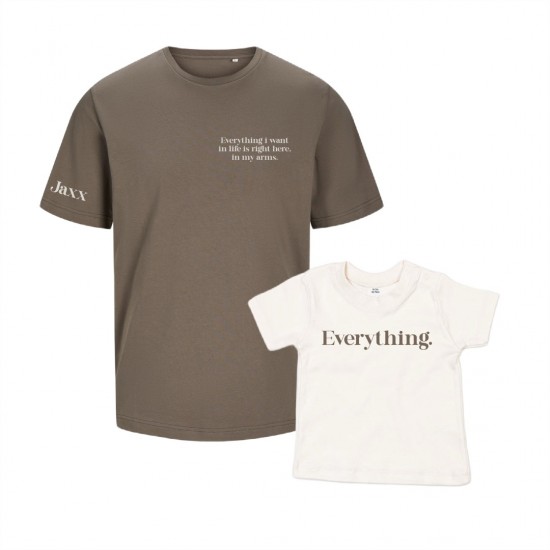 Matching tshirts voor ouder en kind everything i want met kindernaam 0