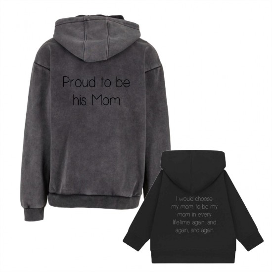 Moederdag cadeau hoodies set voor moeder en zoon trots dat ik zijn mama ben met kindernaam