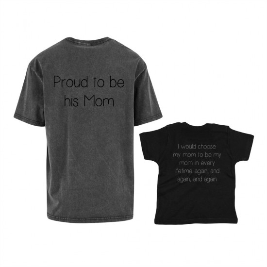 Moederdag cadeau set shirts voor moeder en zoon trots om zijn mama te zijn met kindernaam