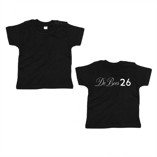 Twinning shirt voor kinderen los met eigen gekozen achternaam en geboortejaar