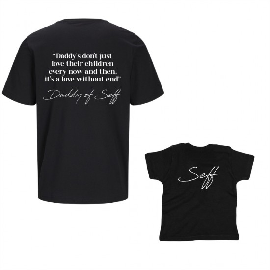 Twinning shirts voor vader en kind its a love witout end met kindernaam