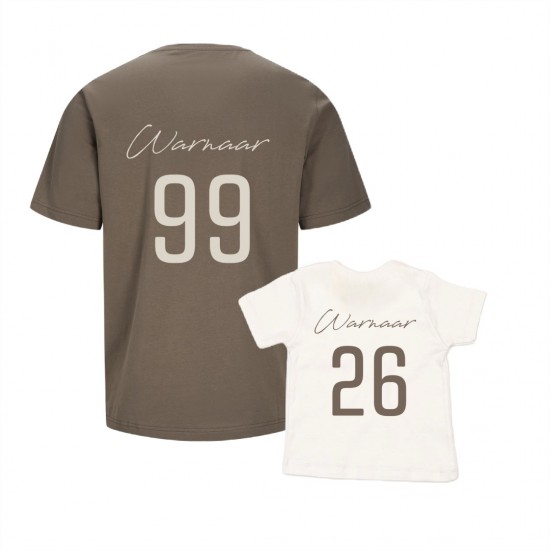 Twinning shirts voor vader en kind met achternaam en geboortejaar