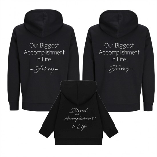 Twinning vader moeder en kind hoodies onze grootste prestatie met kindernaam of kindernamen