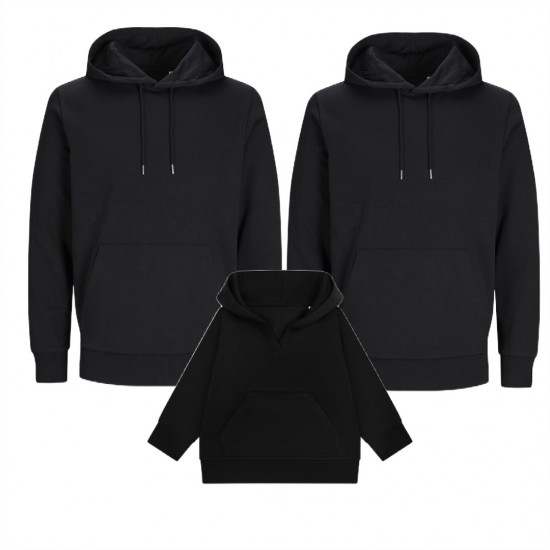 Twinning vader moeder en kind hoodies zwart